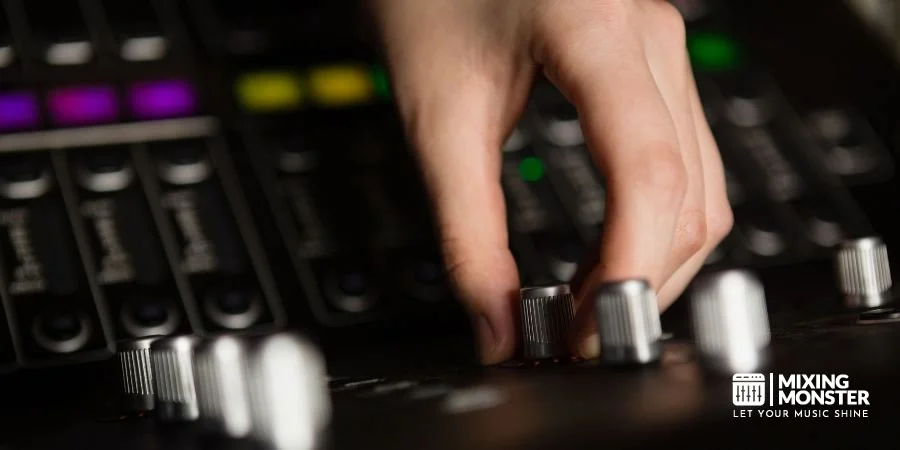 An Audio Engineer Making Settings On A Console An Audio Engineer Making Settings On A Console