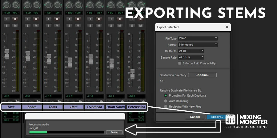Exporting Audio Stems Exporting Audio Stems