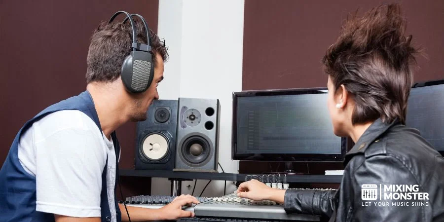Two People Mixing Audio Two People Mixing Audio
