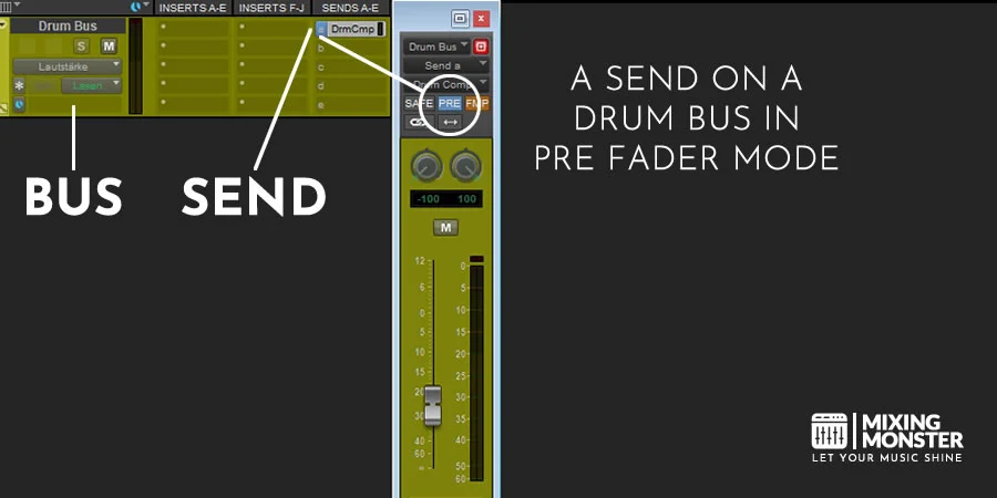 A Send On A Drum Bus In Pre Fader Mode A Send On A Drum Bus In Pre Fader Mode